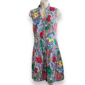 Talbots - Floral Ruffle Front Cotton Dress - 8P china
